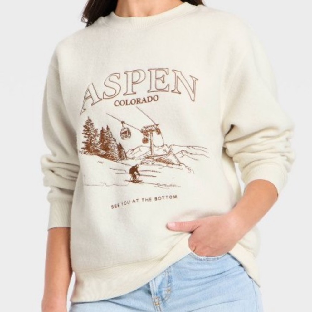 NWT Universal Thread Aspen Colorado Sweatshirt Medium Alpine Skier Apres Ski New - Picture 14 of 15